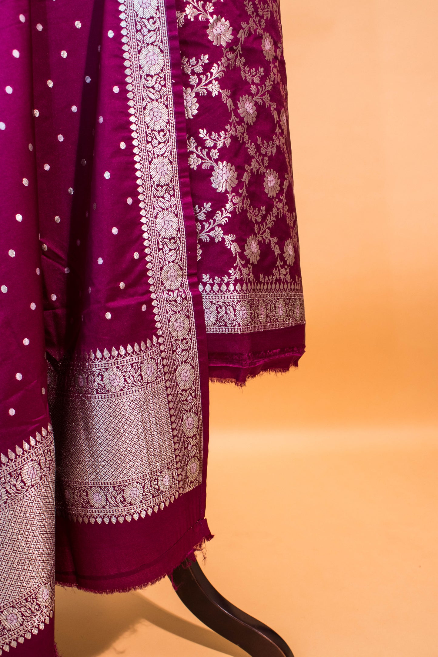 Banarasi Kataan Silk Suit Fabrics 3pc - Wine
