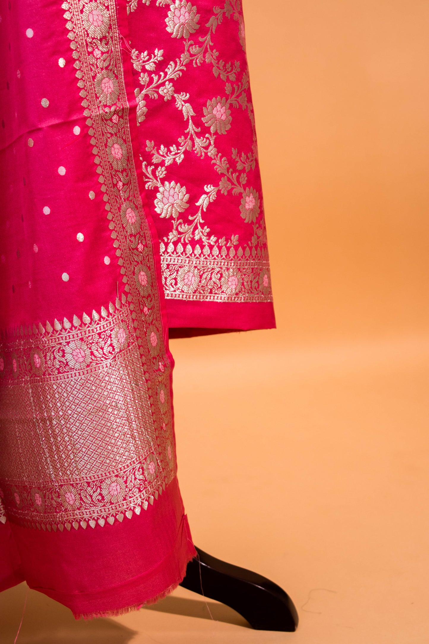 Banarasi Kataan Silk Suit Fabrics 3pc - Pink