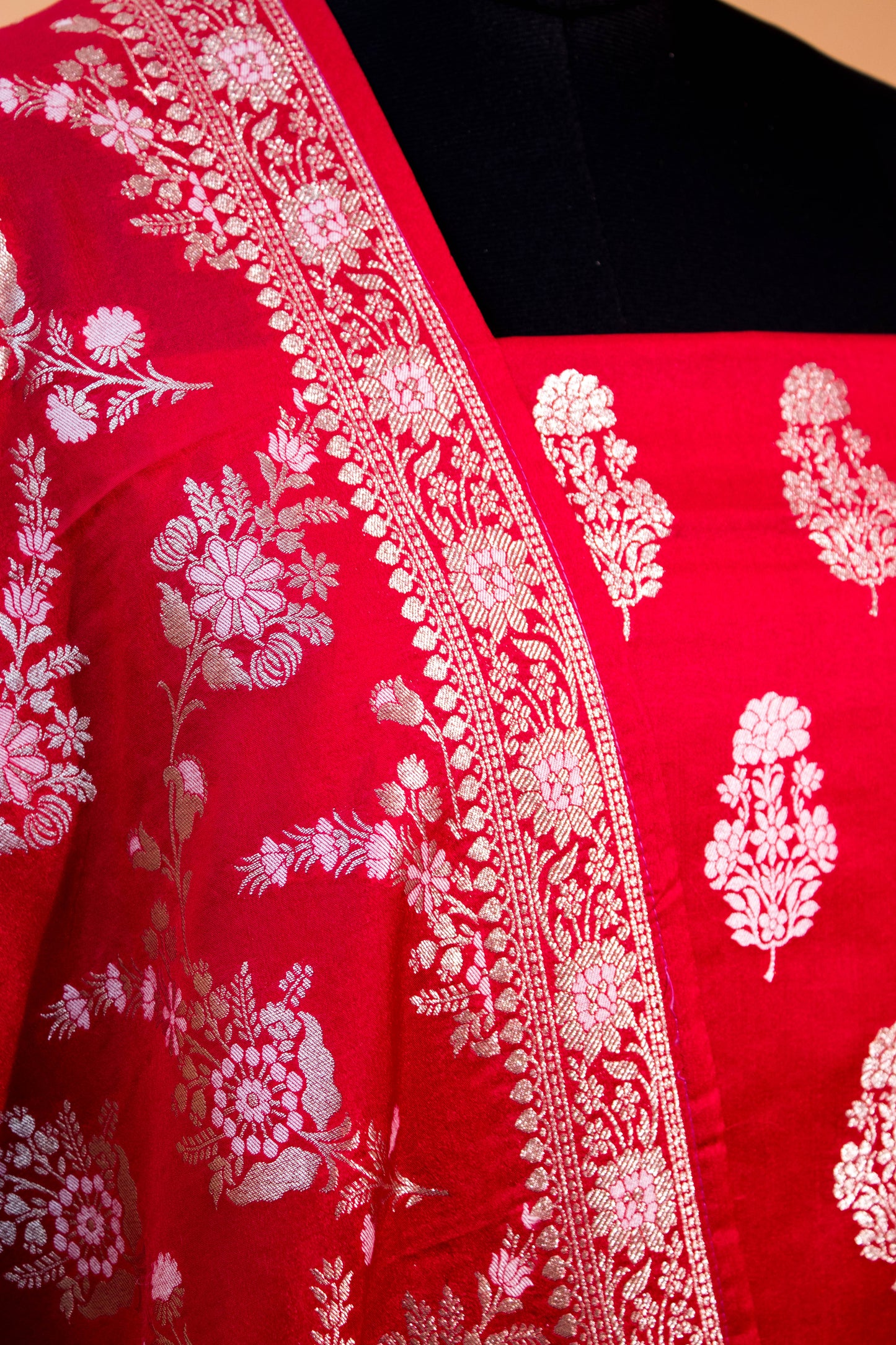 Banarasi Kataan Silk Suit Fabrics 3pc - Red