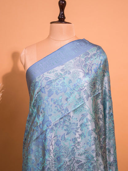 Handloom Banarasi Resham Tanchui In Pure Silk Saree- Blue