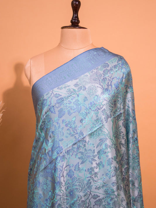 Handloom Banarasi Resham Tanchui In Pure Silk Saree- Blue