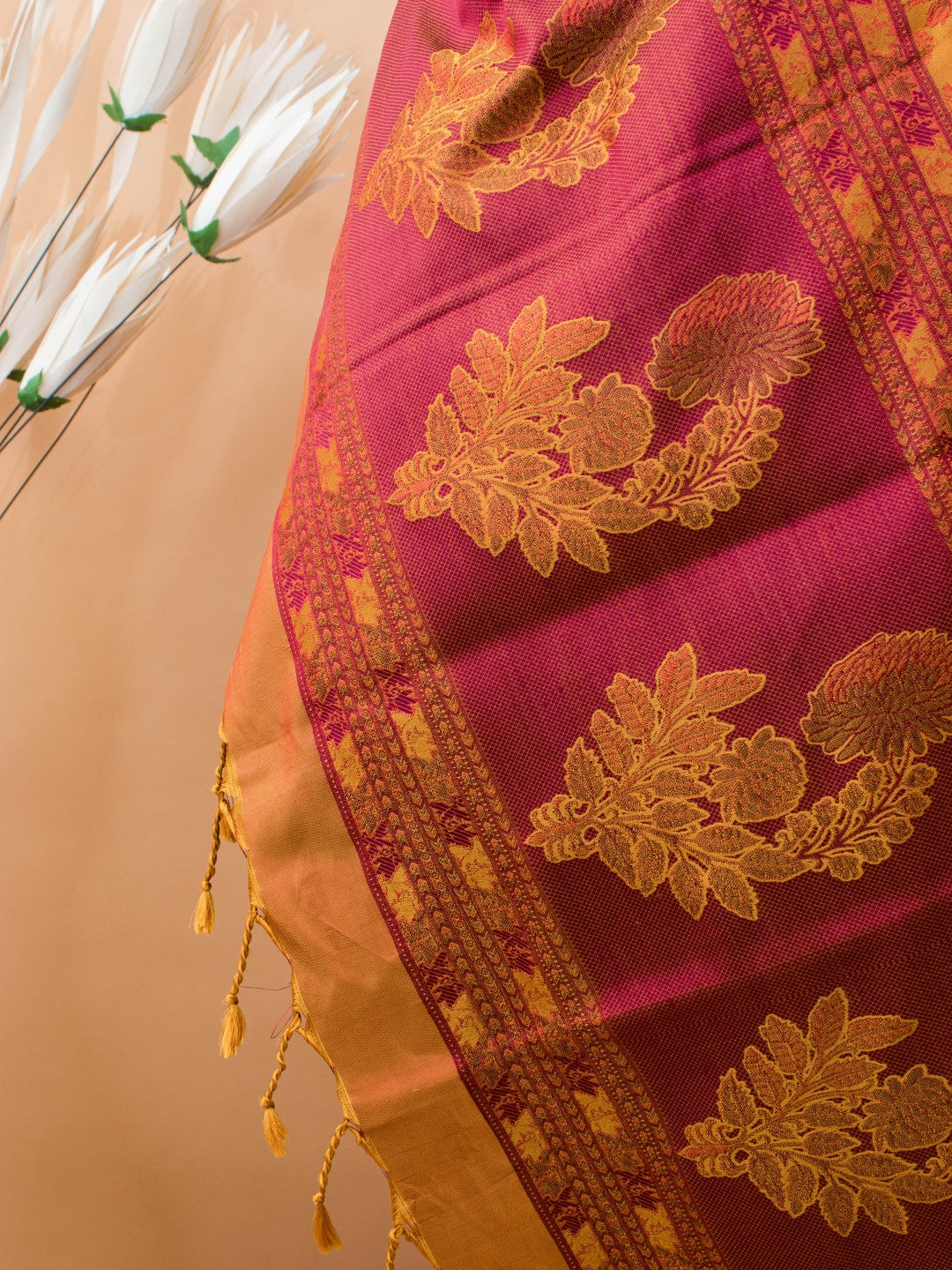 Handloom Banarasi Resham Tanchui In Pure Silk Saree - Yellow