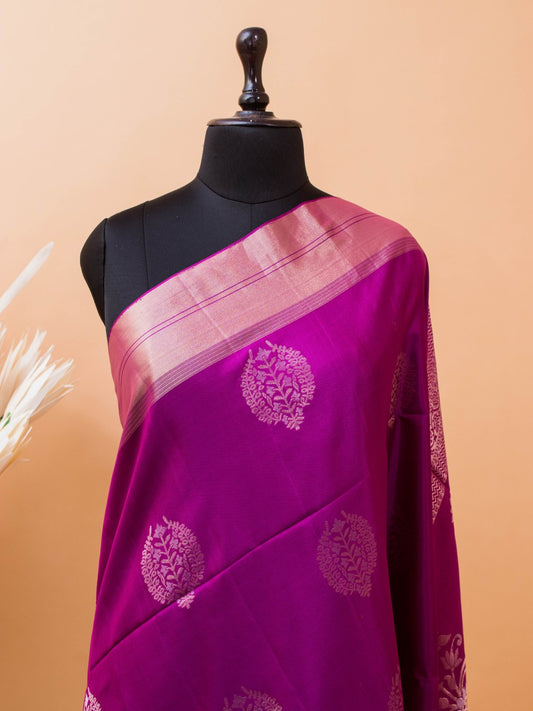 Contemporary Style Designer Sarees In Pure Silk -wine