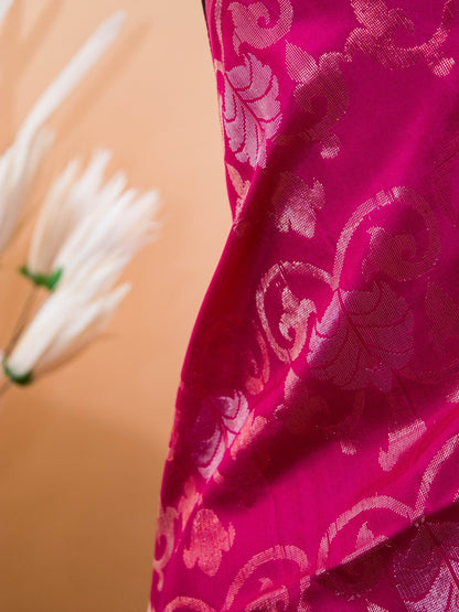 Contemporary Zari Weaving In Pure Silk - Orange