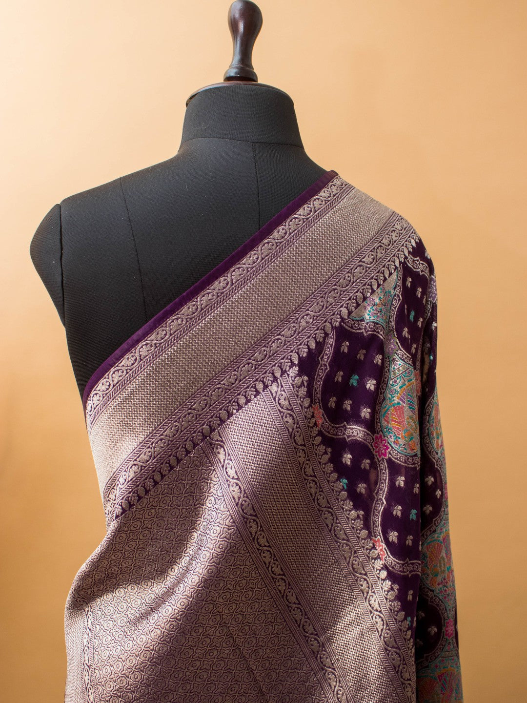 Khaddi Bandhej With Meenakari Weaving - Wine