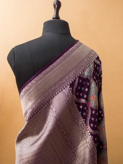 Khaddi Bandhej With Meenakari Weaving - Wine