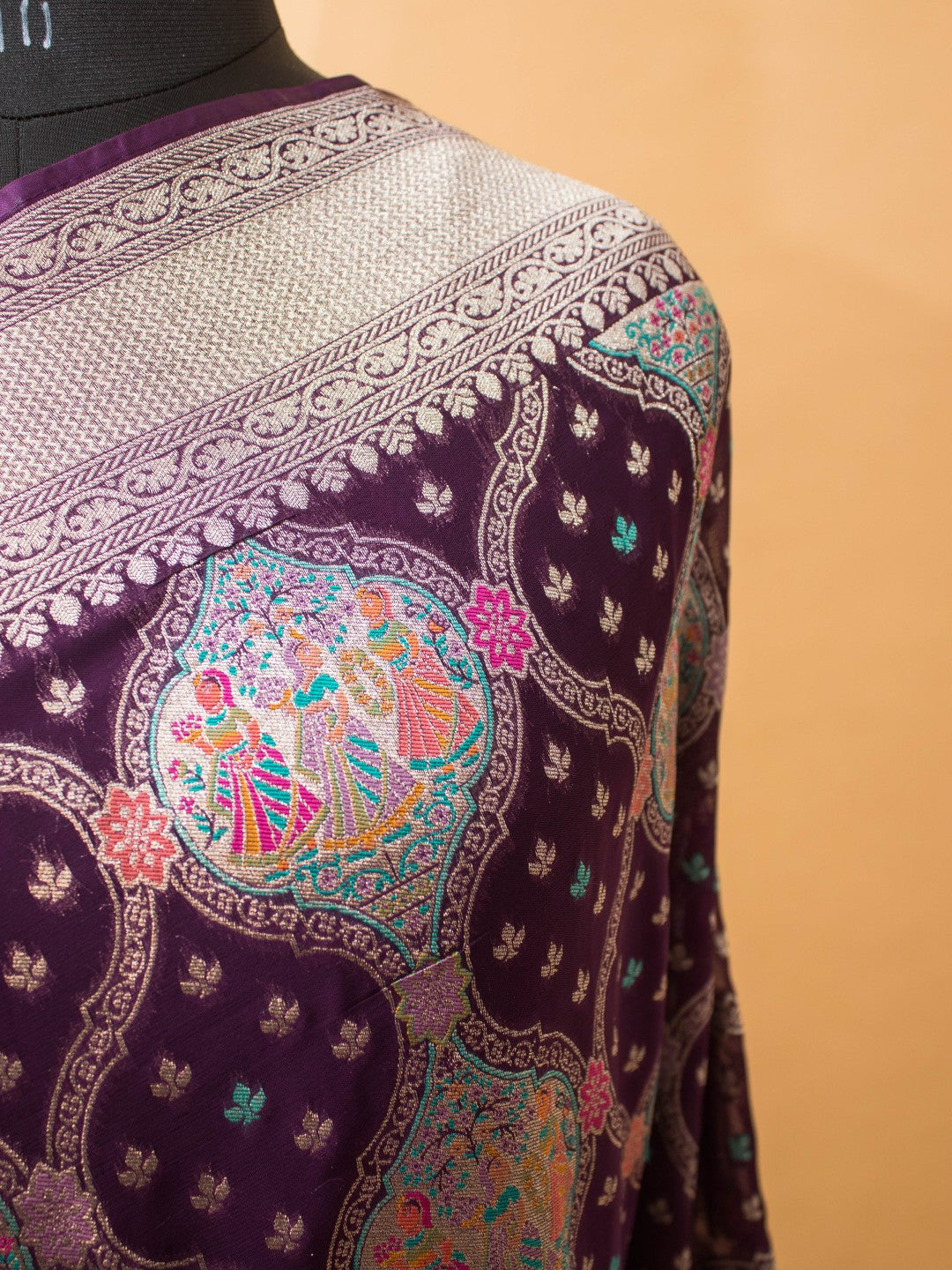 Khaddi Bandhej With Meenakari Weaving - Wine