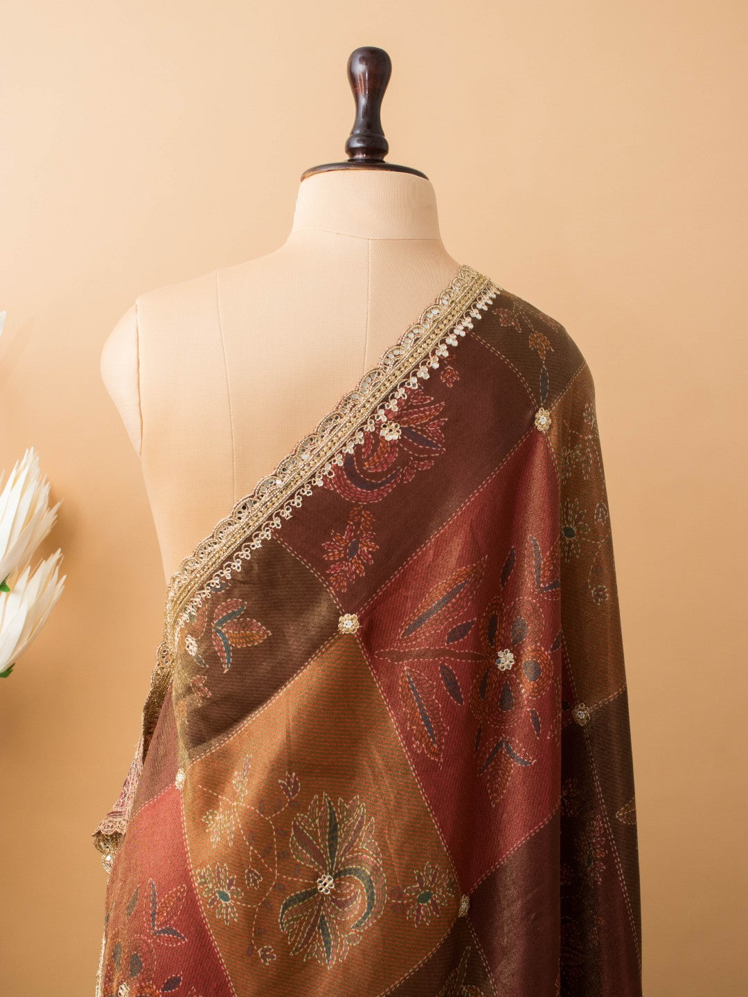 Contemporary Printed Saree With Handwork
