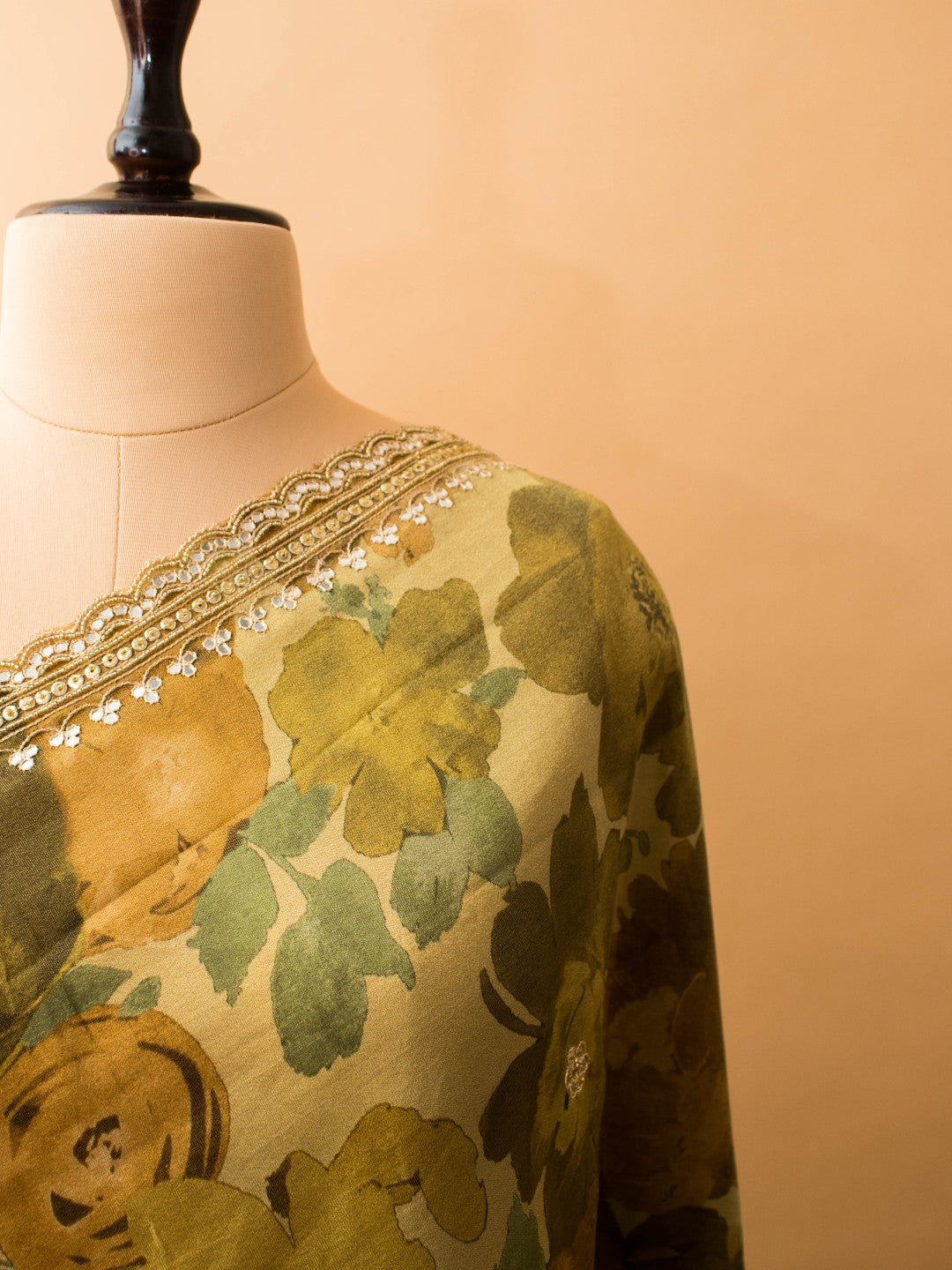 Contemporary Printed Saree With Handwork