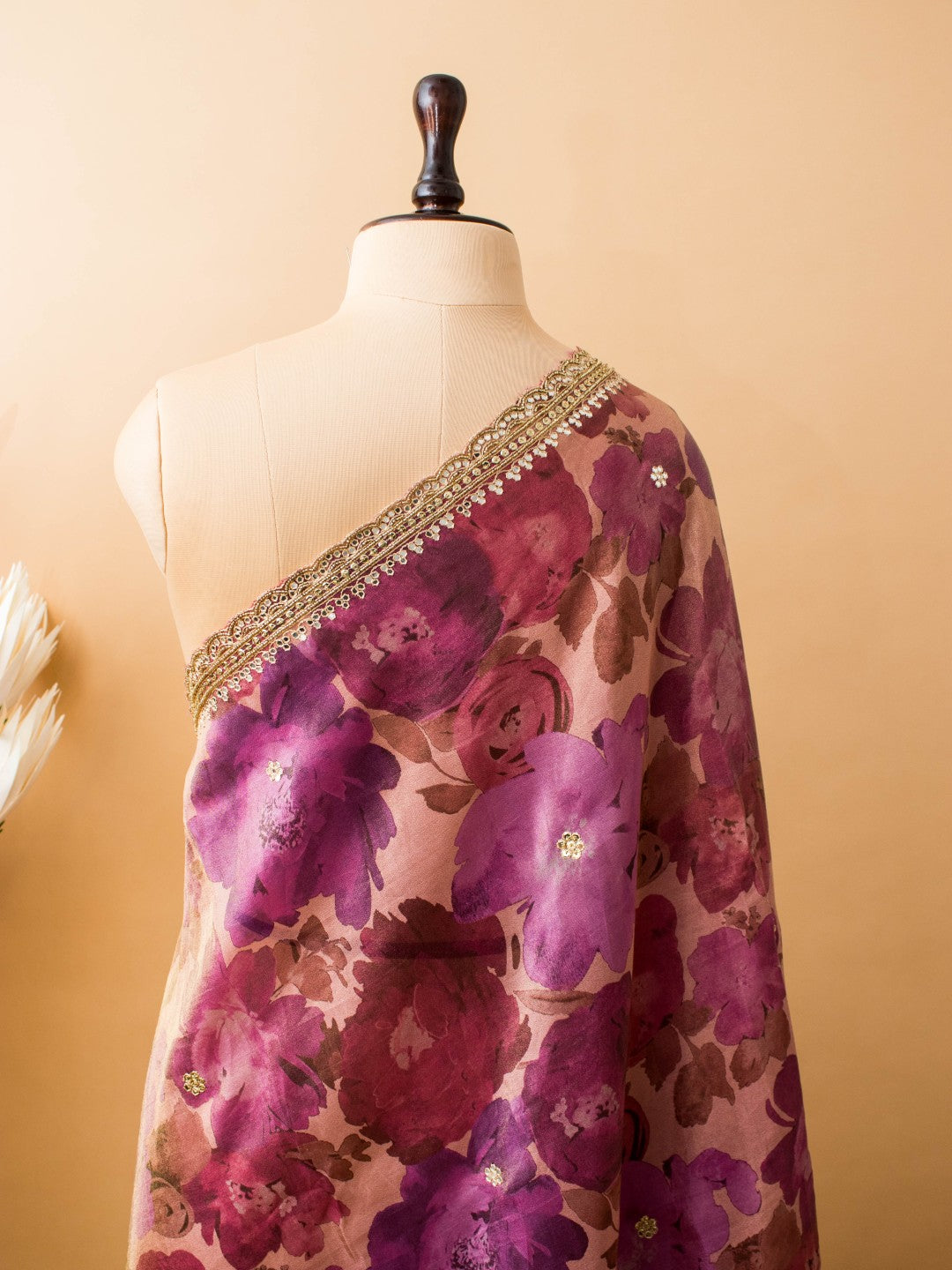 Contemporary Printed Saree With Handwork