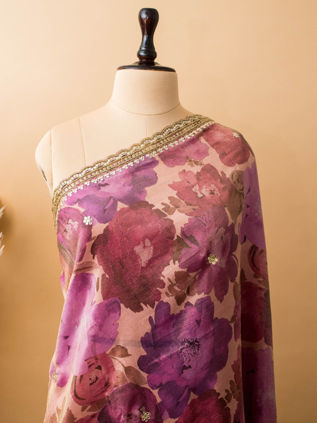 Contemporary Printed Saree With Handwork
