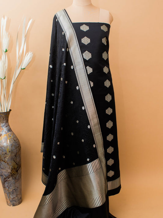Tanchui Self Duppatta Silver Buti Top Fabric Unstitched Suit 3pc