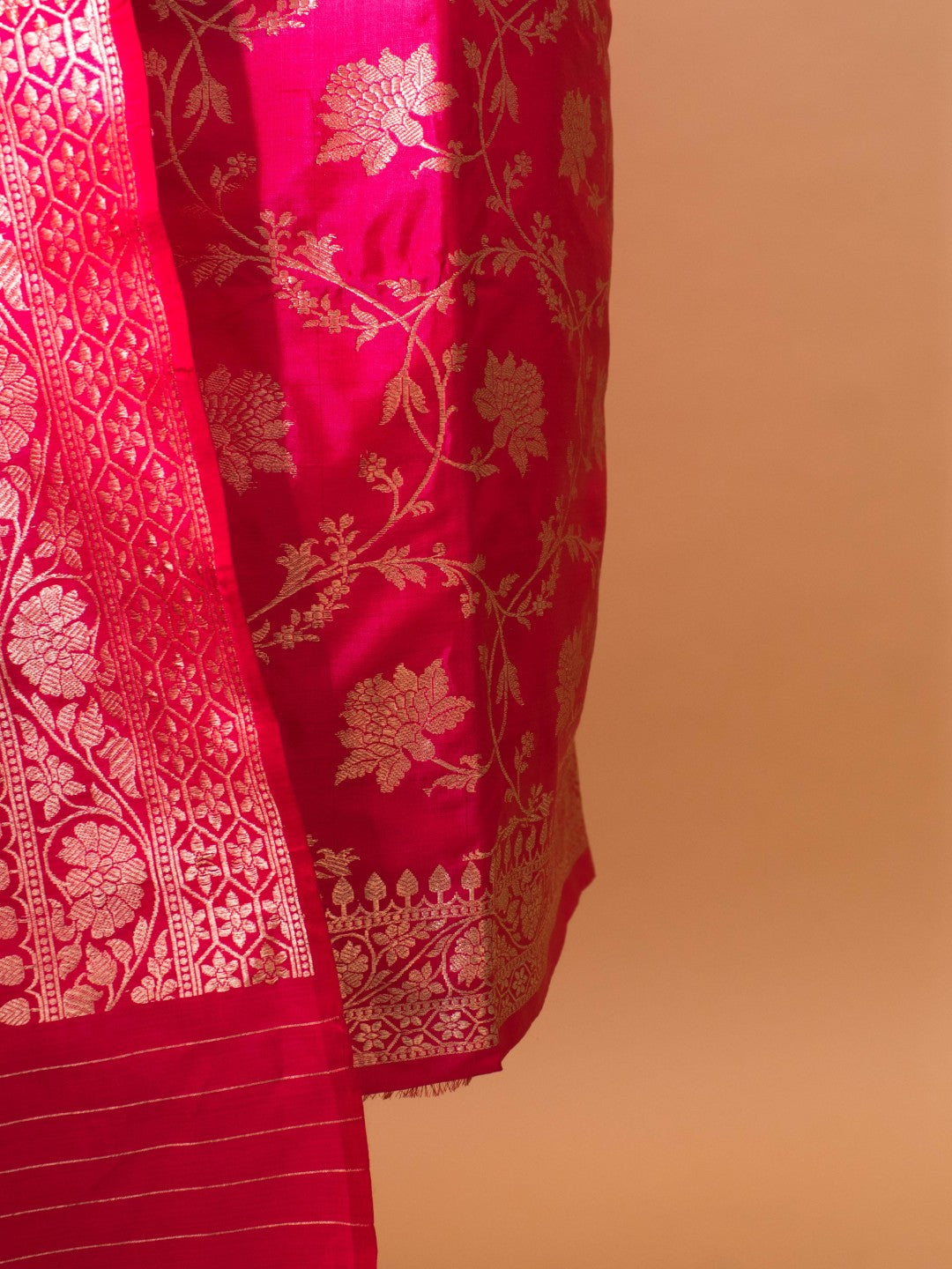 Pure Kataan Silk Jaal Weaved Suit With Buti Weaving Dupatta 3pc