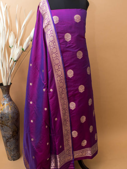 Pure Kataan Silk Handloom Kadhuwa Weaving Suit Fabric 3pc