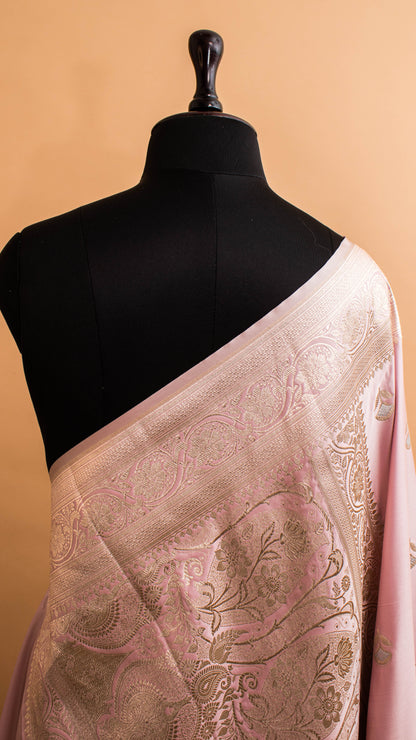 Mashru Silk In Alphi Buti Design In Traditional Banaras Pink