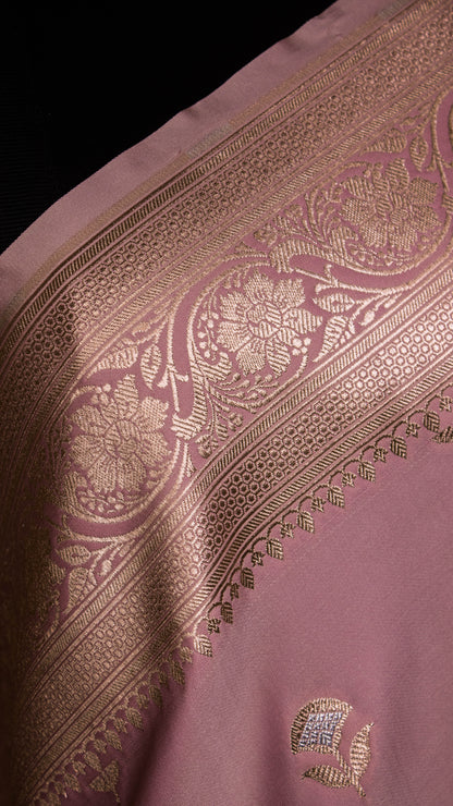 Mashru Silk In Alphi Buti Design In Traditional Banaras Pink