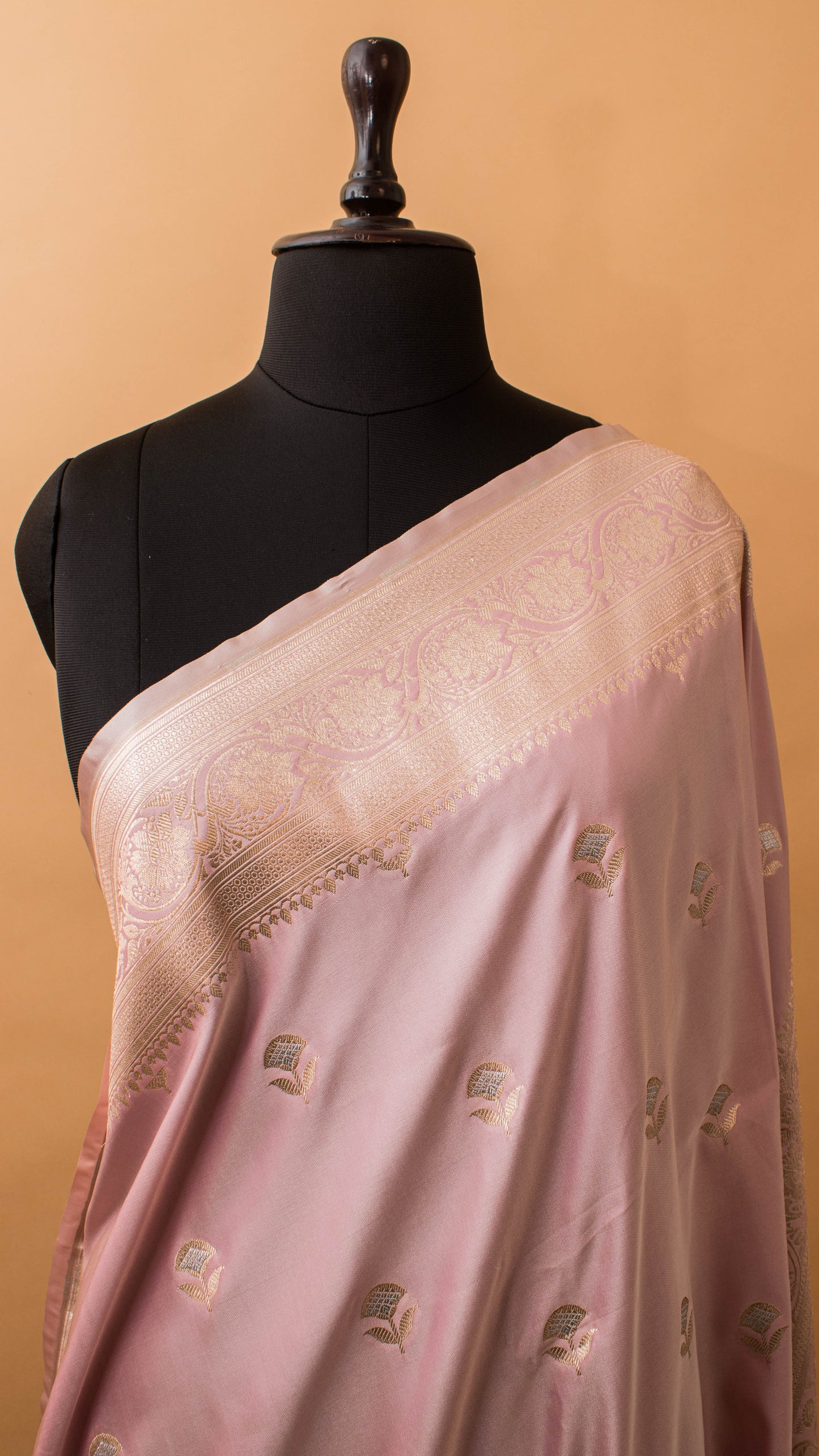 Mashru Silk In Alphi Buti Design In Traditional Banaras Pink