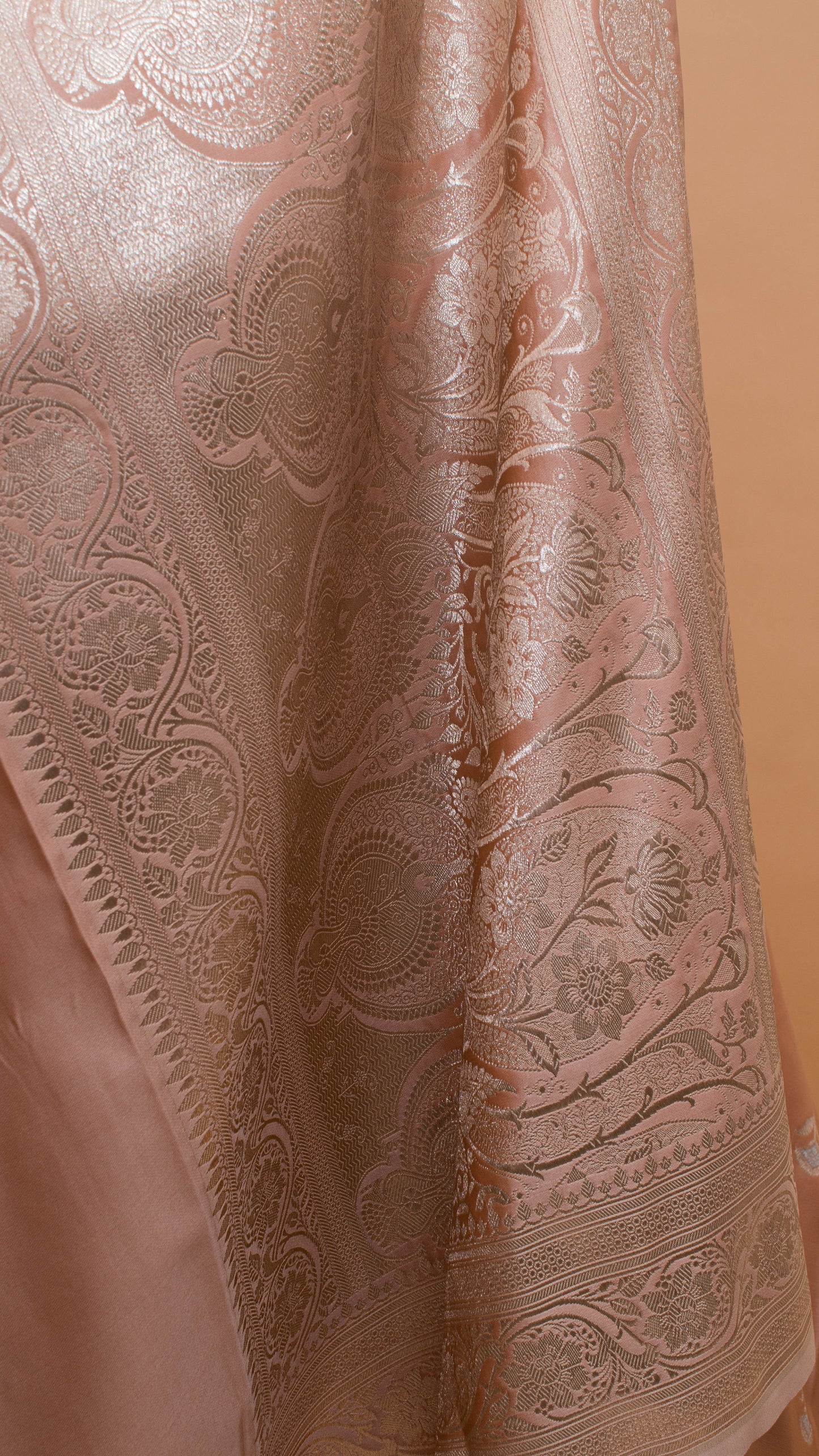 Banarasi Mashru Silk Golden Silver Zari Butti All Over Beige