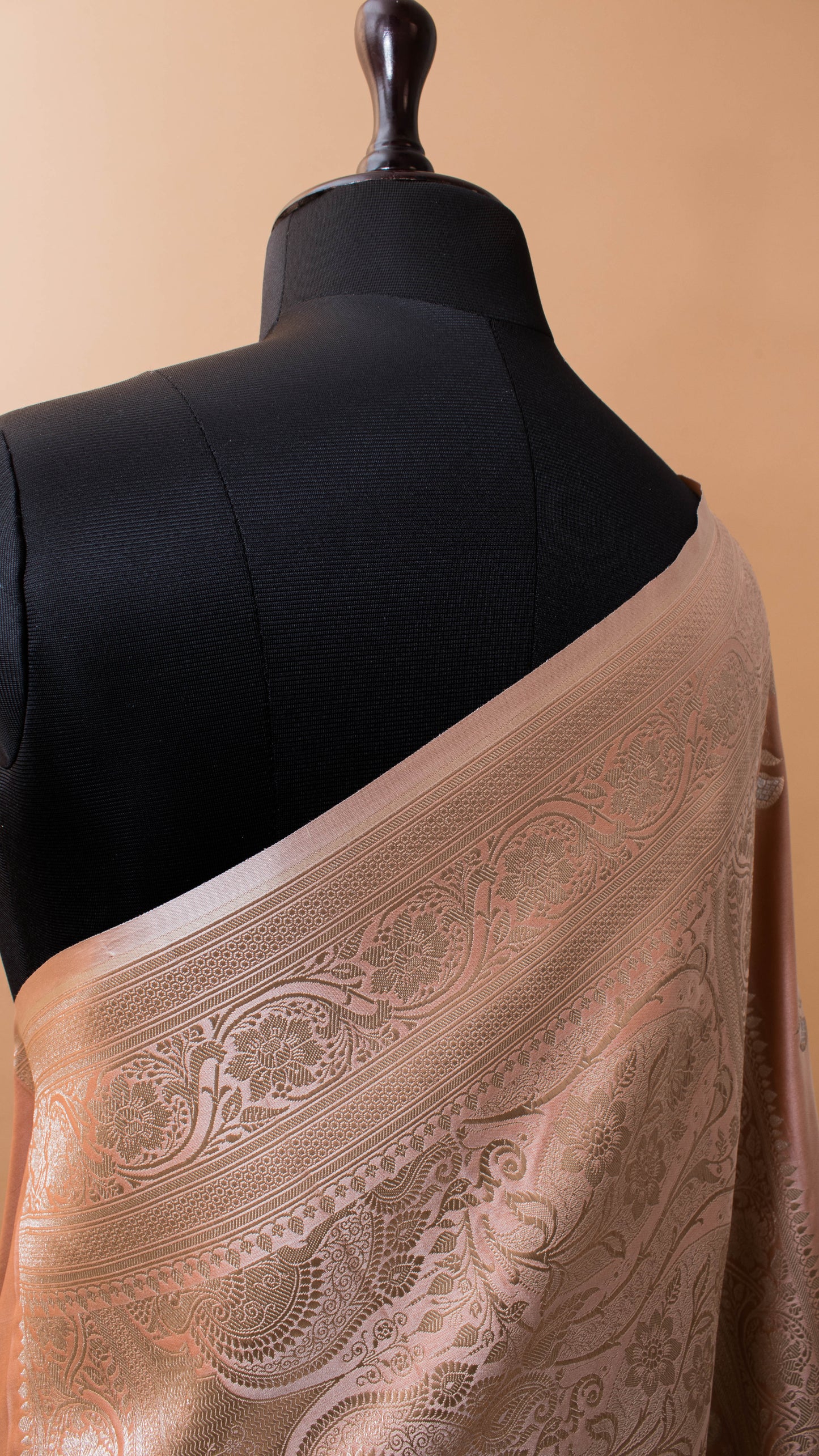 Banarasi Mashru Silk Golden Silver Zari Butti All Over Beige