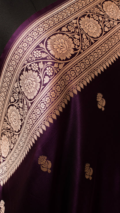 Banarasi Mashru Silk Small Motif All Over - Purple
