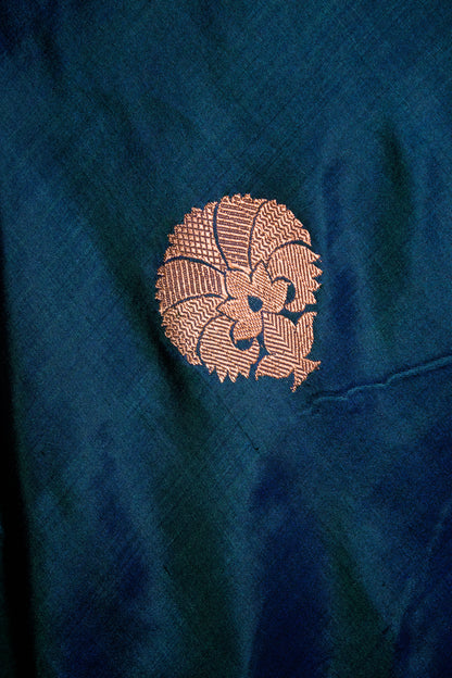 Handloom Banarsi Pure Kataan Silk Meenakari Border Blue
