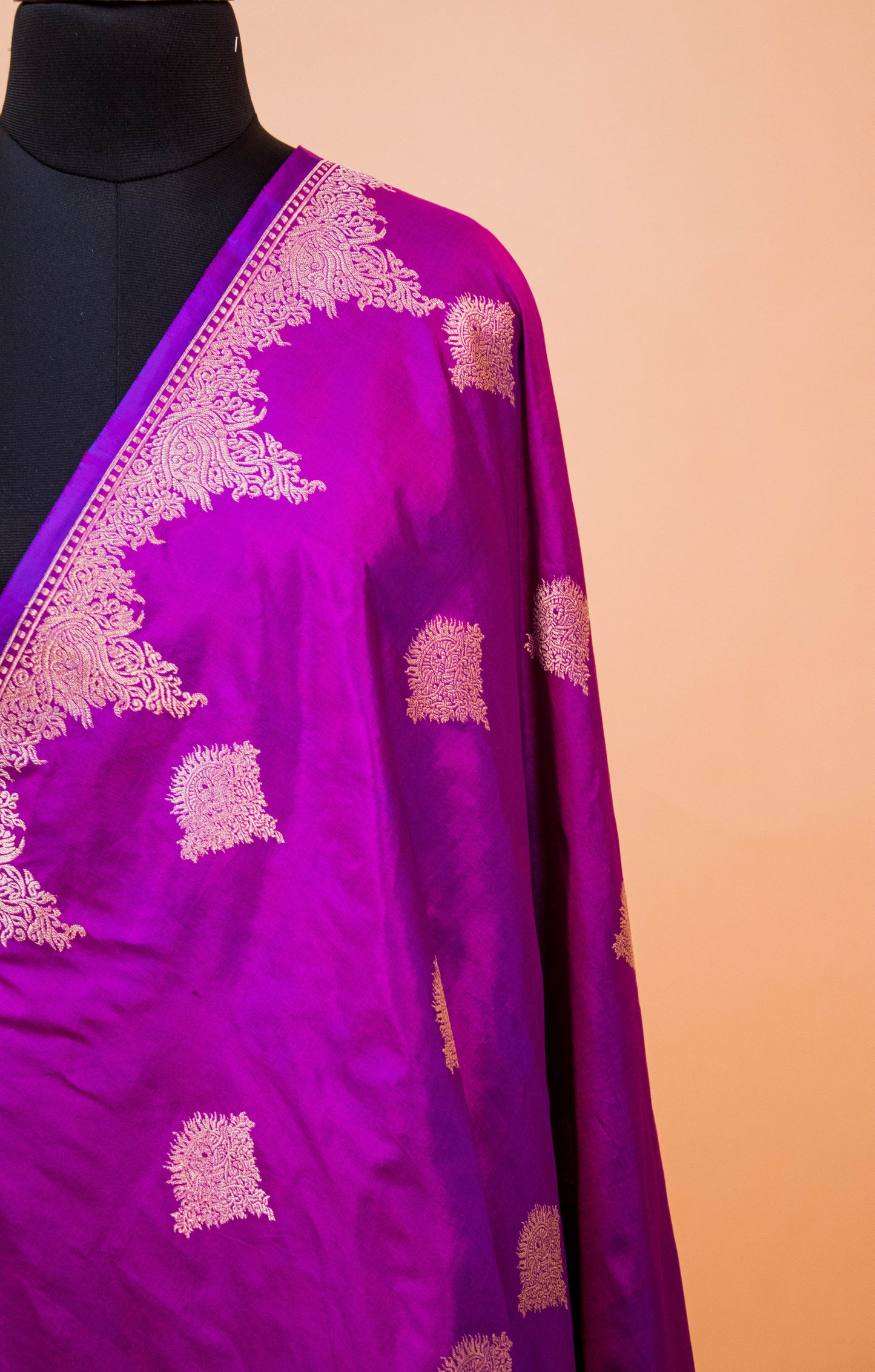 Scalping Border Hand Weaved Pure Kataan Silk Purple