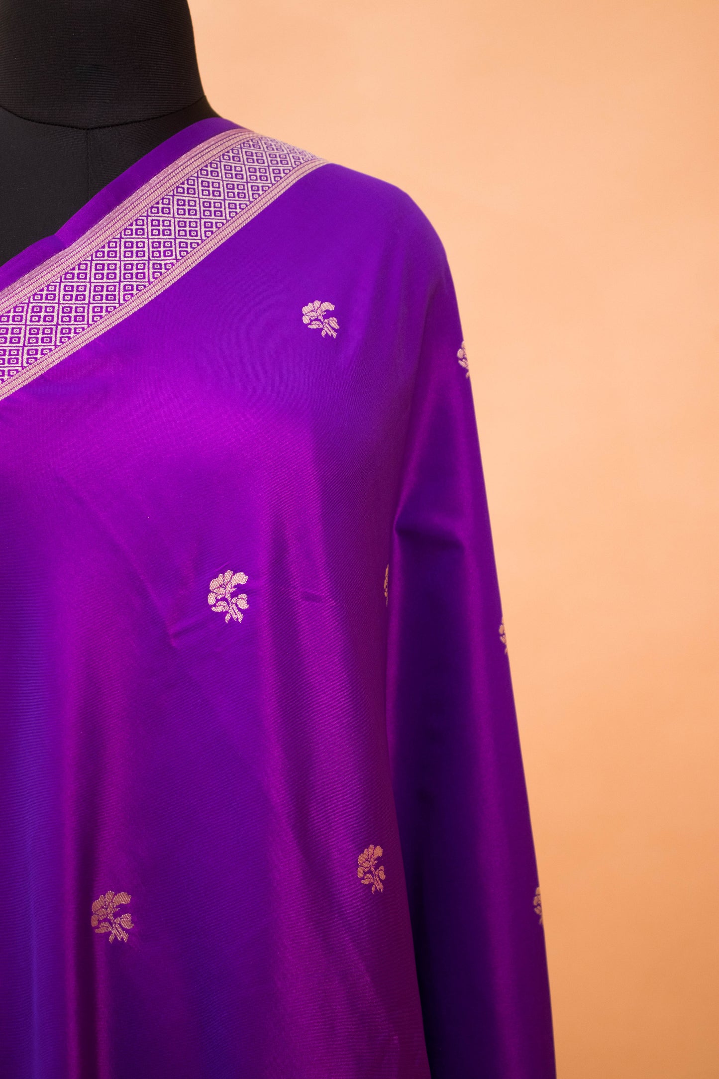 Contemporary Ghaat Border Weaving In Banarasi Silk - Purple