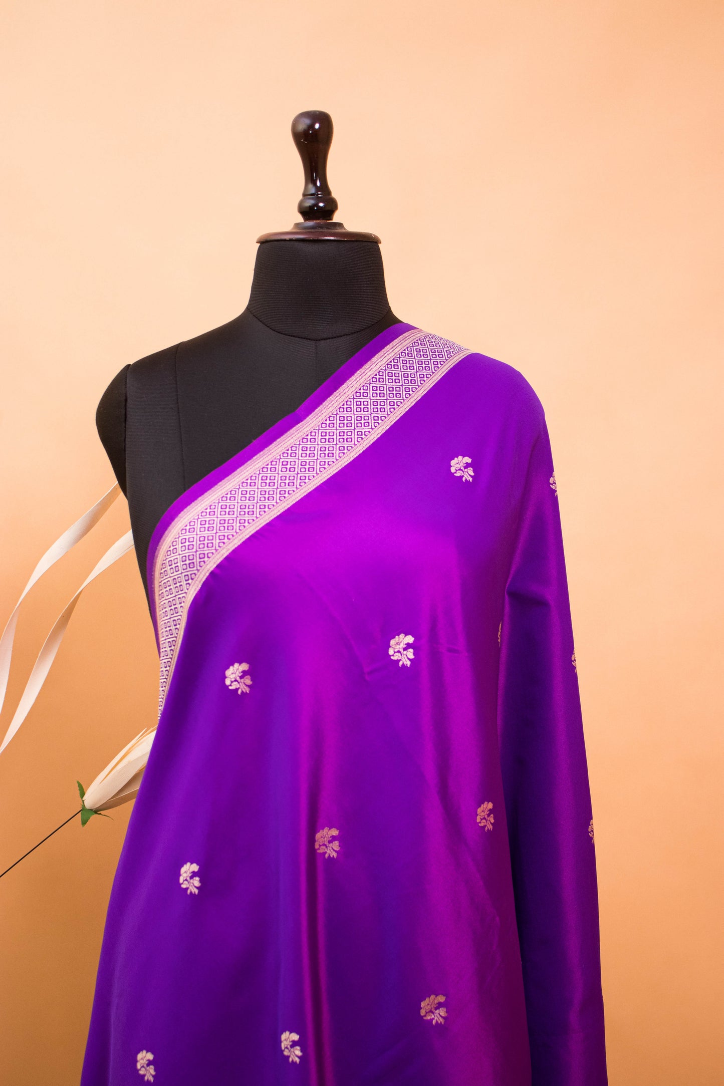 Contemporary Ghaat Border Weaving In Banarasi Silk - Purple