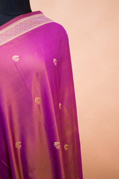Contemporary Ghaat Border Weaving In Banarasi Silk - Purple