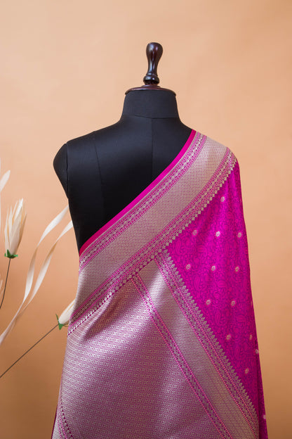 Traditional Banarsi Tanchui Weaving In Mashru Silk Fabric - Wine