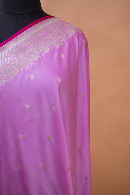 Sober Banarsi Double Border Small Butti Saree - Purple