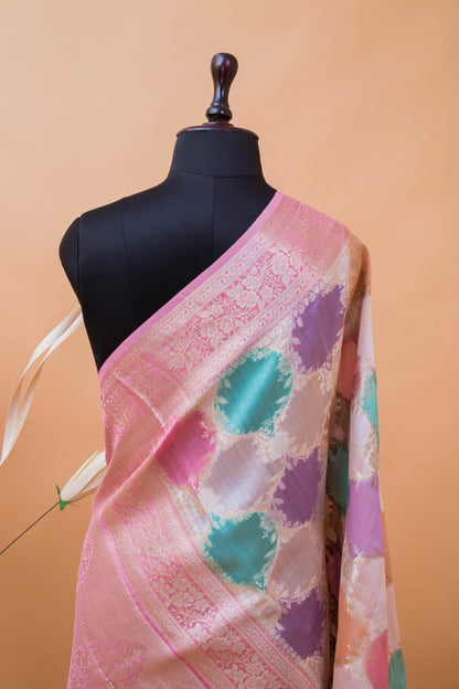 Handloom Banarasi Rangkaat Hand Brush Style - Multi Color