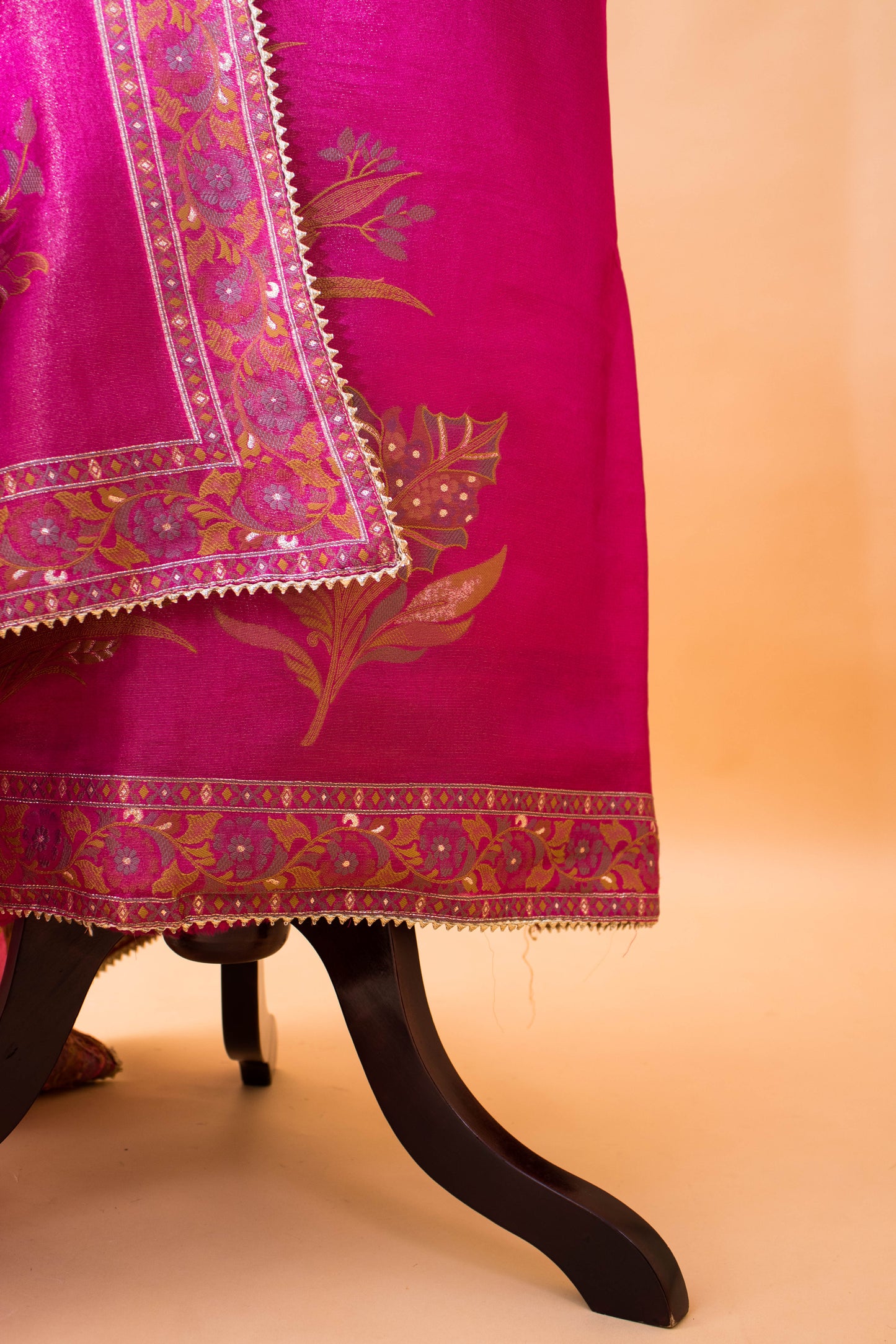 Banarasi Meenakri Weaving Suit Fabric In Georgette Tissue Fabric Pink