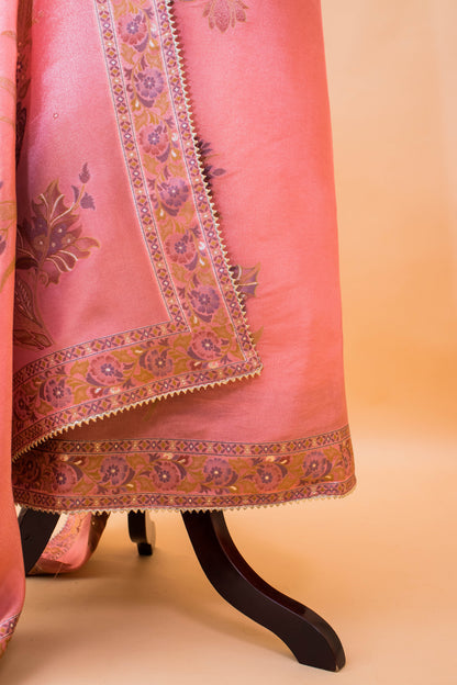 Banarasi Meenakri Weaving Suit Fabric In Georgette Tissue Fabric Peach