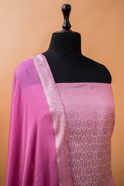 Banbarasi Tanchui Weaving Suit Fabric Georgette Dupatta-Purple