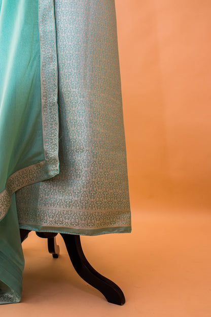 Banbarasi Tanchui Weaving Suit Fabric Georgette Dupatta-Green