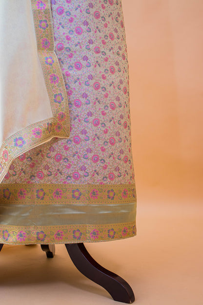 Banarasi Meenakari Tanchui Weaving Suit Fabric-Yellow