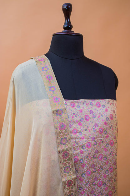 Banarasi Meenakari Tanchui Weaving Suit Fabric-Yellow