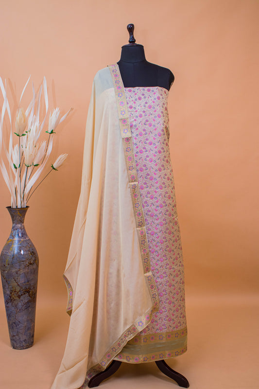 Banarasi Meenakari Tanchui Weaving Suit Fabric-Yellow