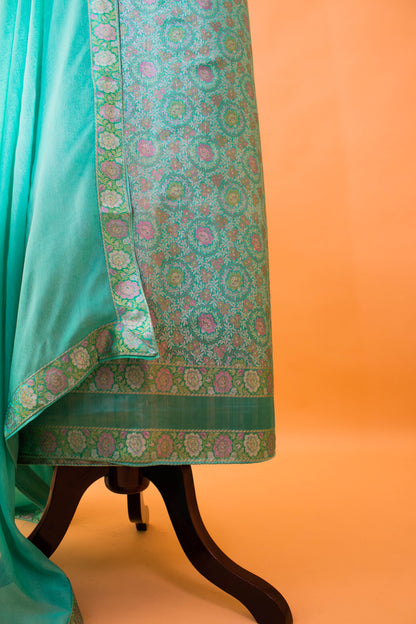 Banarasi Meenakari Tanchui Weaved Suit Fabric-Blue