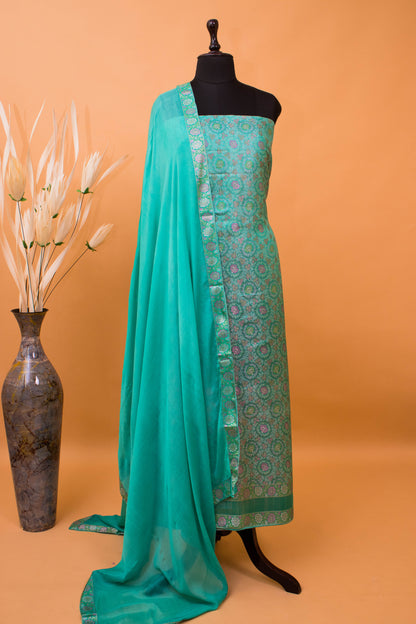 Banarasi Meenakari Tanchui Weaved Suit Fabric-Blue