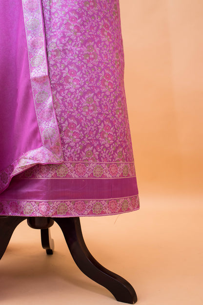 Banarasi Meenakari Tanchui Weaved Suit Fabric In Georgette Dupatta-Purple