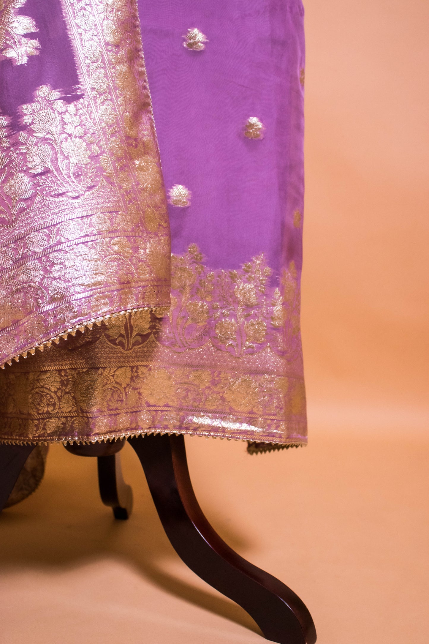Banarasi Weaved Suit Fabric In Kora Silk-Purple