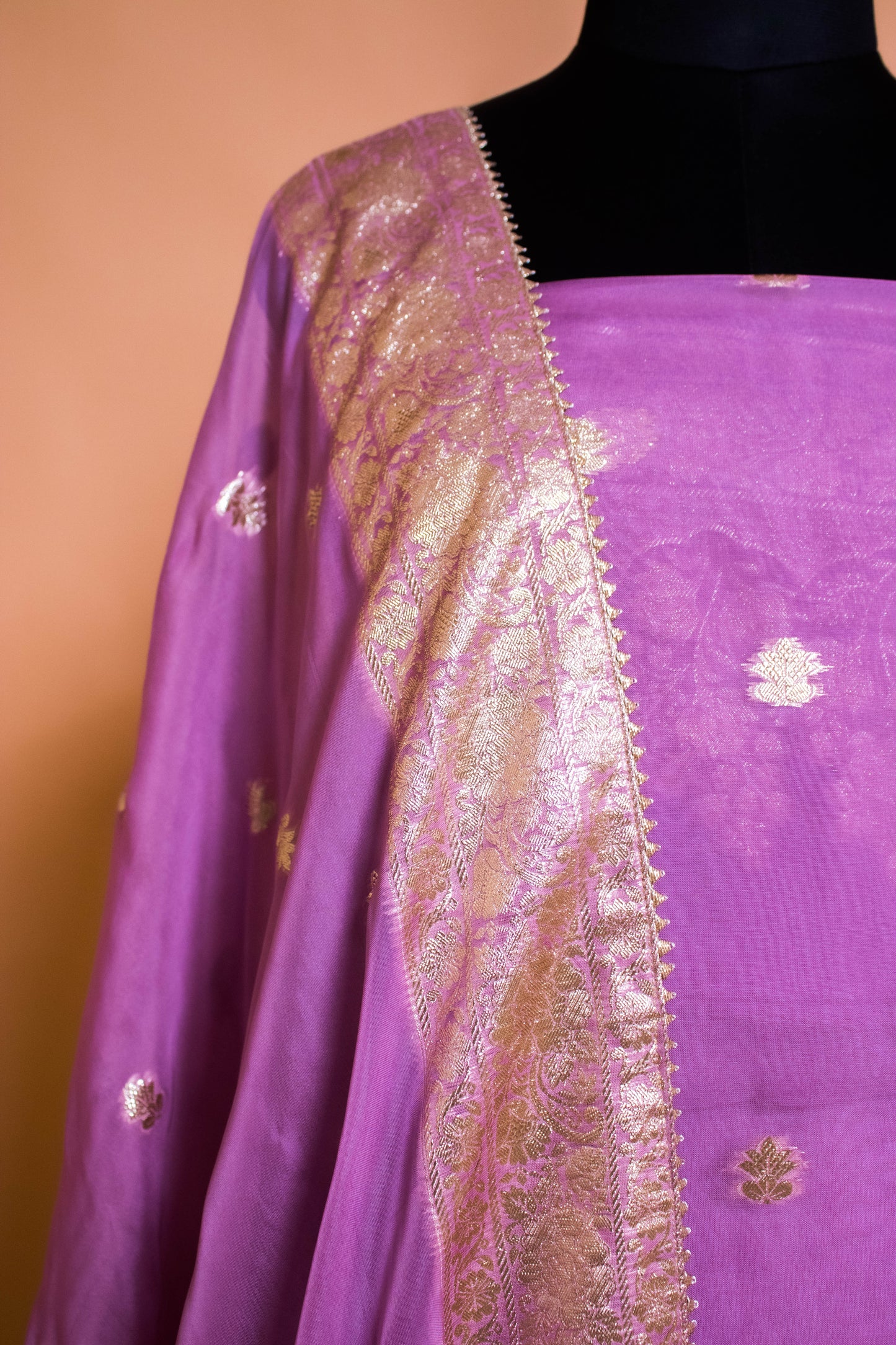 Banarasi Weaved Suit Fabric In Kora Silk-Purple