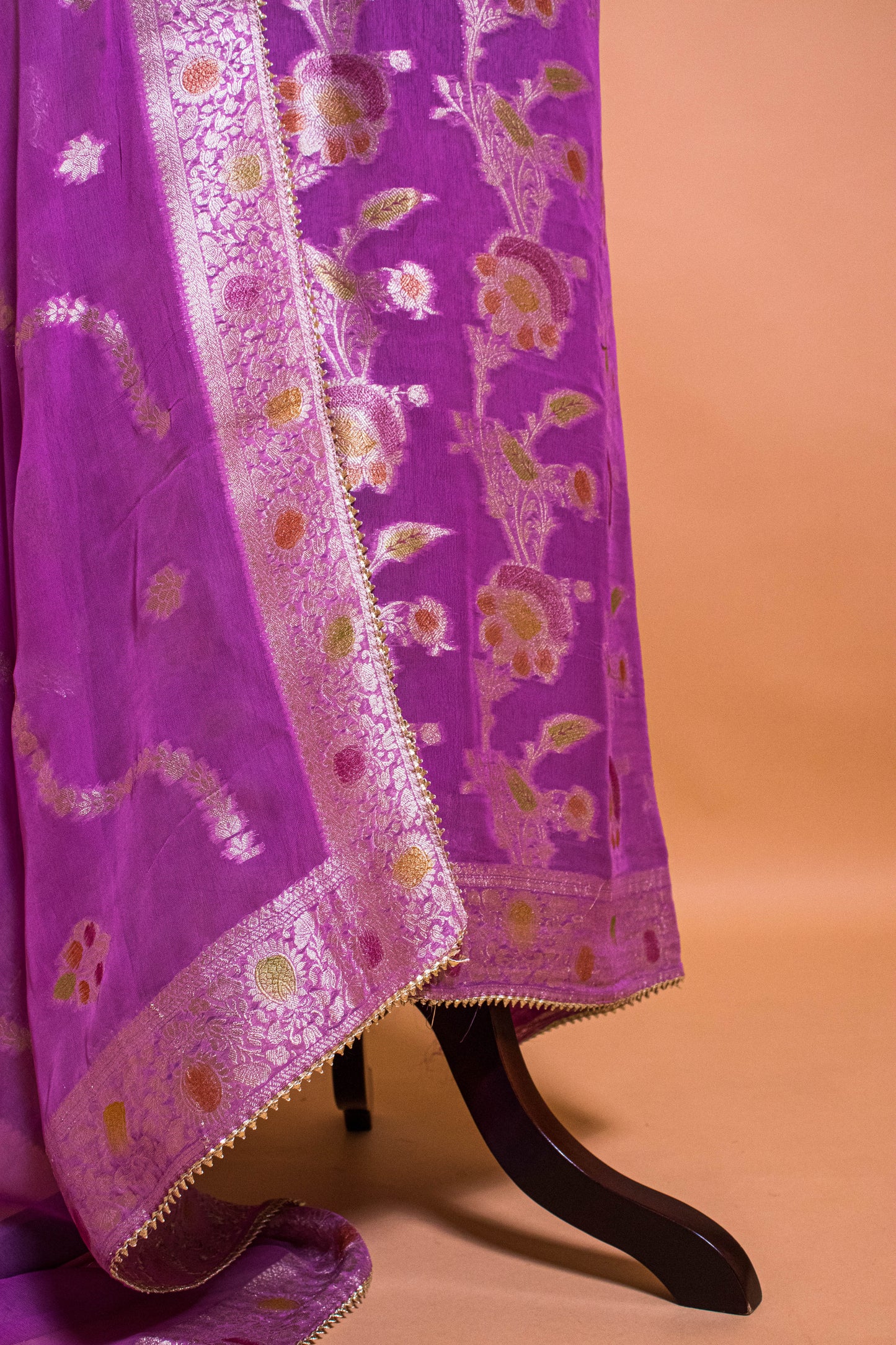 Banarasi Khaddi Georgette Suit Fabric With Hand Brushing Wine
