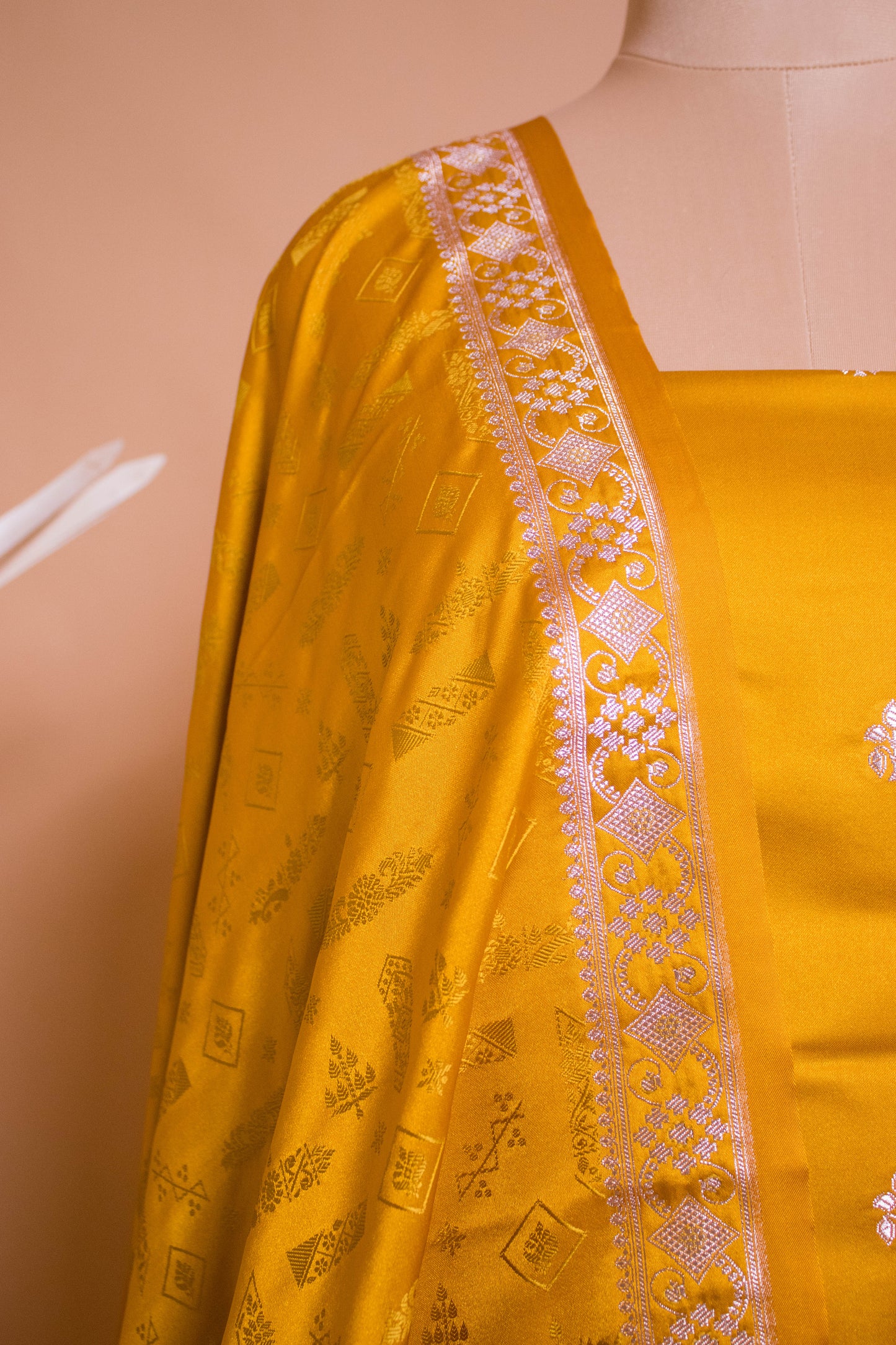 Elegant Banarasi Weaved Suit Fabric With Tanchui Weaving Dupatta Yellow