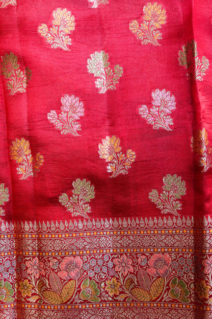 Pure Silk Plain Body Meenakari Border, Pallu And Blouse-Pink