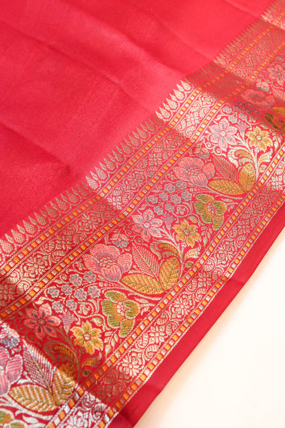 Pure Silk Plain Body Meenakari Border, Pallu And Blouse-Pink