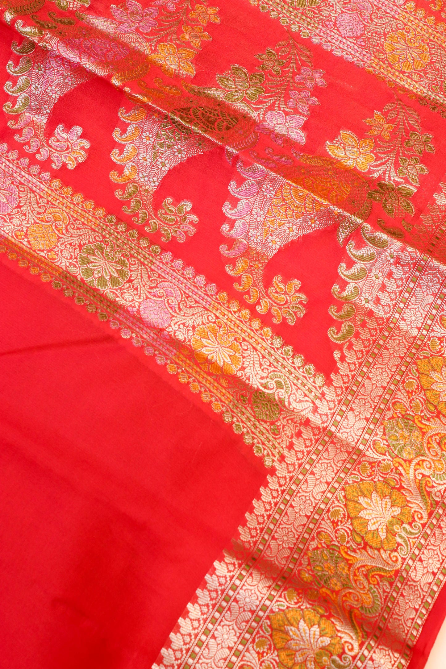 Pure Silk Plain Body Meenakari Border, Pallu And Blouse-Pink