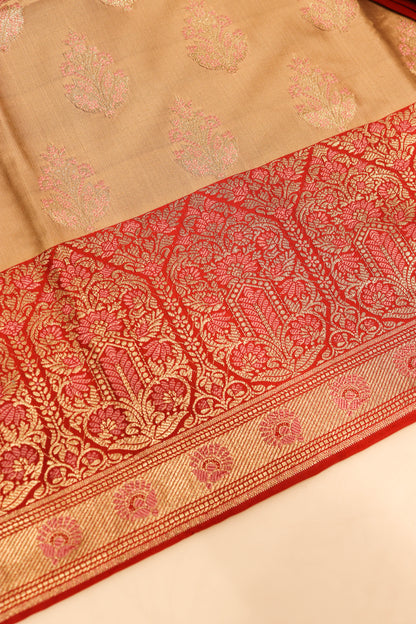 Contrast Meenakari Daaman Butti All Over Contrast Dupatta And Bottom-Red